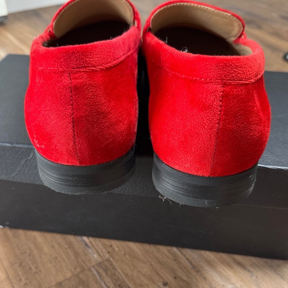 Red Suede Loafers size 12 EU 45 PROM HOCO WEDDING - Picture 4 of 8